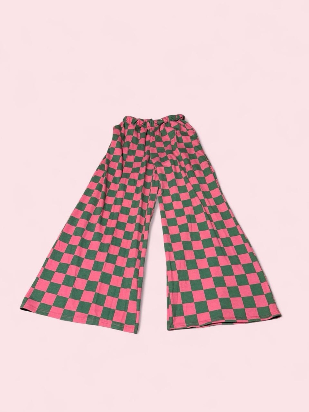 Jade by Jane Watermelon Sugar Wide-Leg Checkerboard Pants in Pink & Green